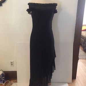 BCBG Silk Chiffon Long Dress. Off the shoulder